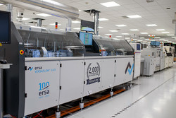 Fits seamlessly into the Flex electronics production in Zalaegerszeg: the anniversary machine VERSAFLOW 3/45, already the 26th Ersa selective soldering machine at the Hungarian site; Photo: Flex Ltd.