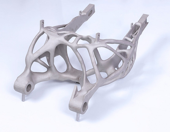 Motorcycle swing arm (625 x 370 x 280 mm) manufactured in 1/3 of the possible installation space of the Kurtz Ersa Flying Ray © RWTH Aachen University - Digital Additive Production DAP